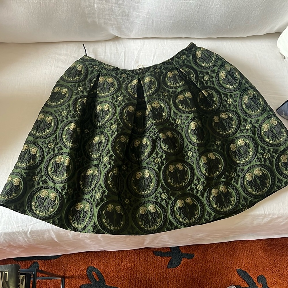 Miu Miu green brocade skirt